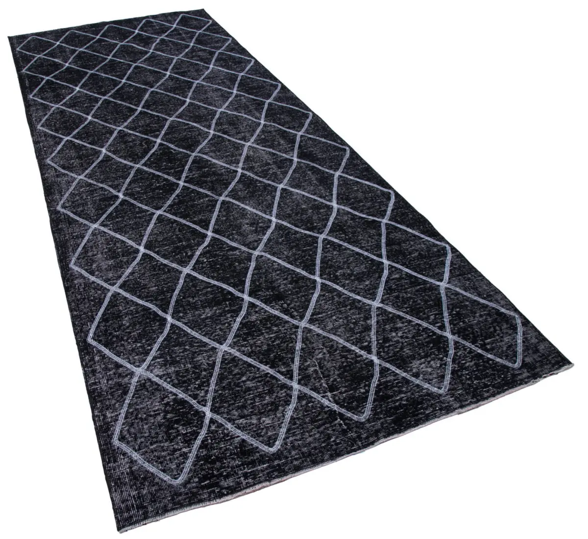 Modern Halı- Siyah Pamuk Üzerine Yün El Dokuma Halı-144x377 - Görsel 2