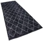 Modern Halı- Siyah Pamuk Üzerine Yün El Dokuma Halı-144x377 - Görsel 2