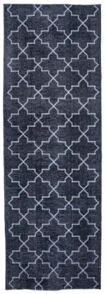 Modern Halı- Gri Pamuk Üzerine Yün El Dokuma Halı-142x416