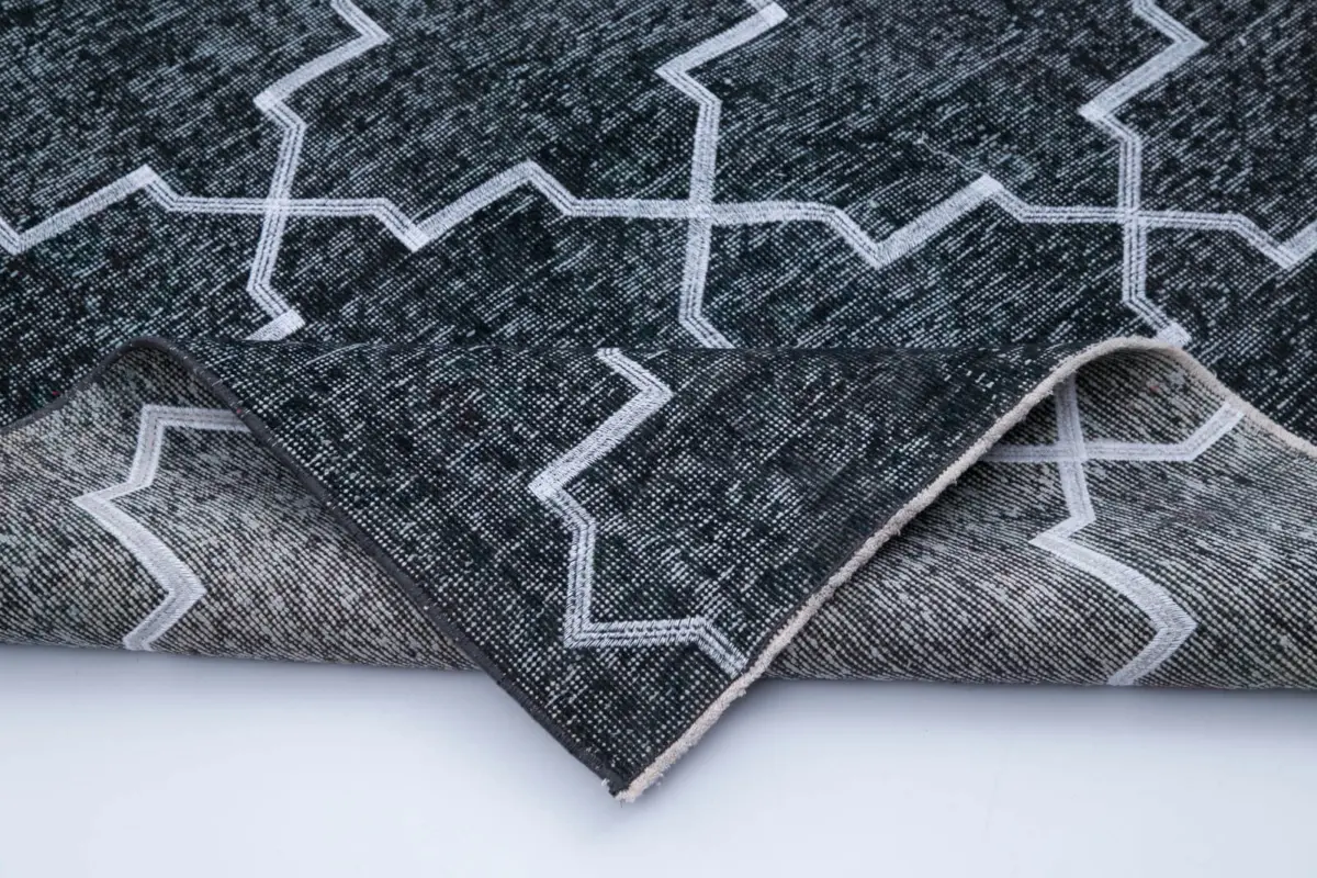 Modern Halı- Gri Pamuk Üzerine Yün El Dokuma Halı-142x416 - Görsel 5