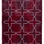 Modern Halı- Kırmızı Pamuk Üzerine Yün El Dokuma Halı-142x377