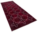 Modern Halı- Kırmızı Pamuk Üzerine Yün El Dokuma Halı-142x377 - Görsel 2