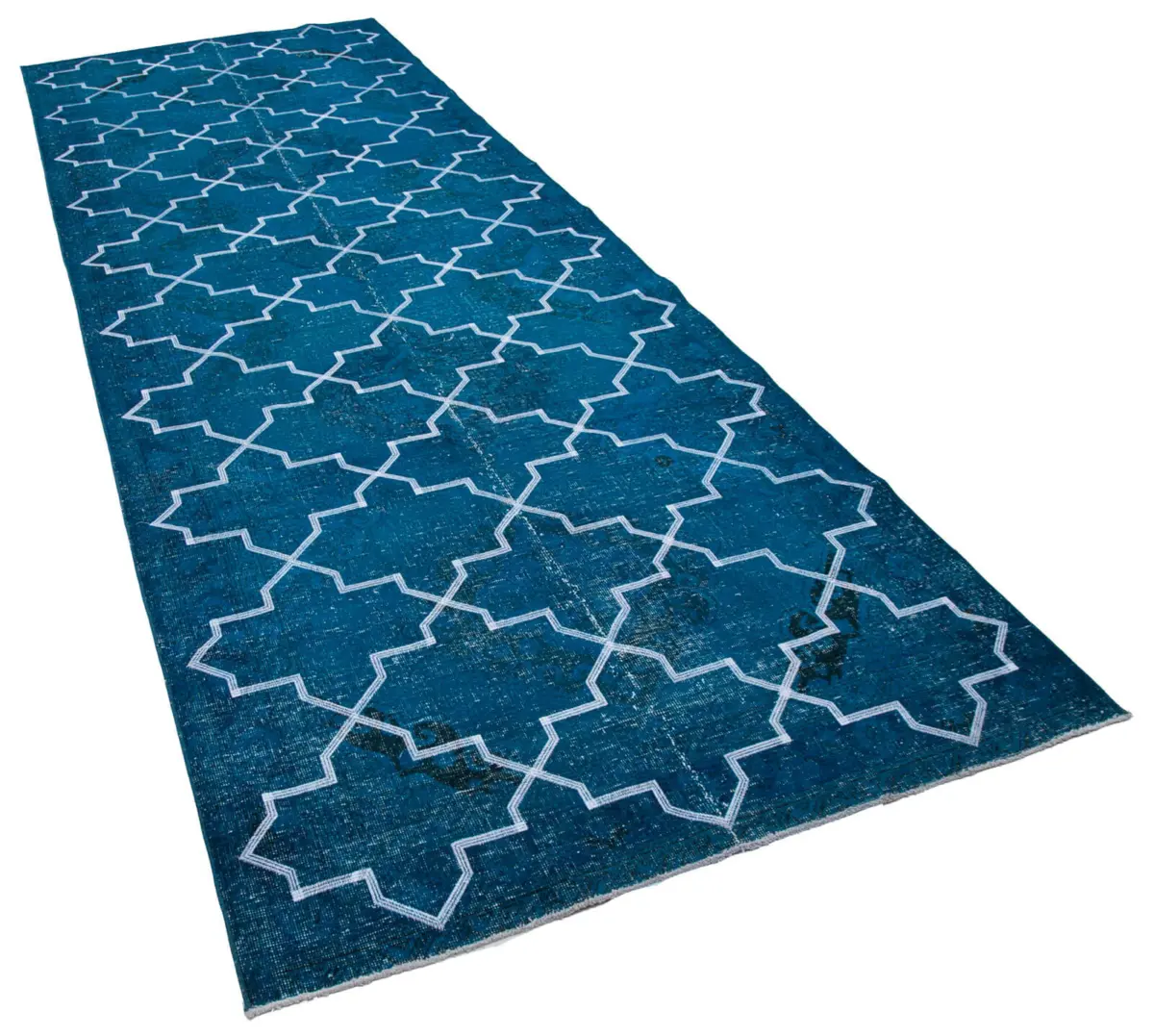 Modern Halı- Turkuaz Pamuk Üzerine Yün El Dokuma Halı-144x407 - Görsel 2