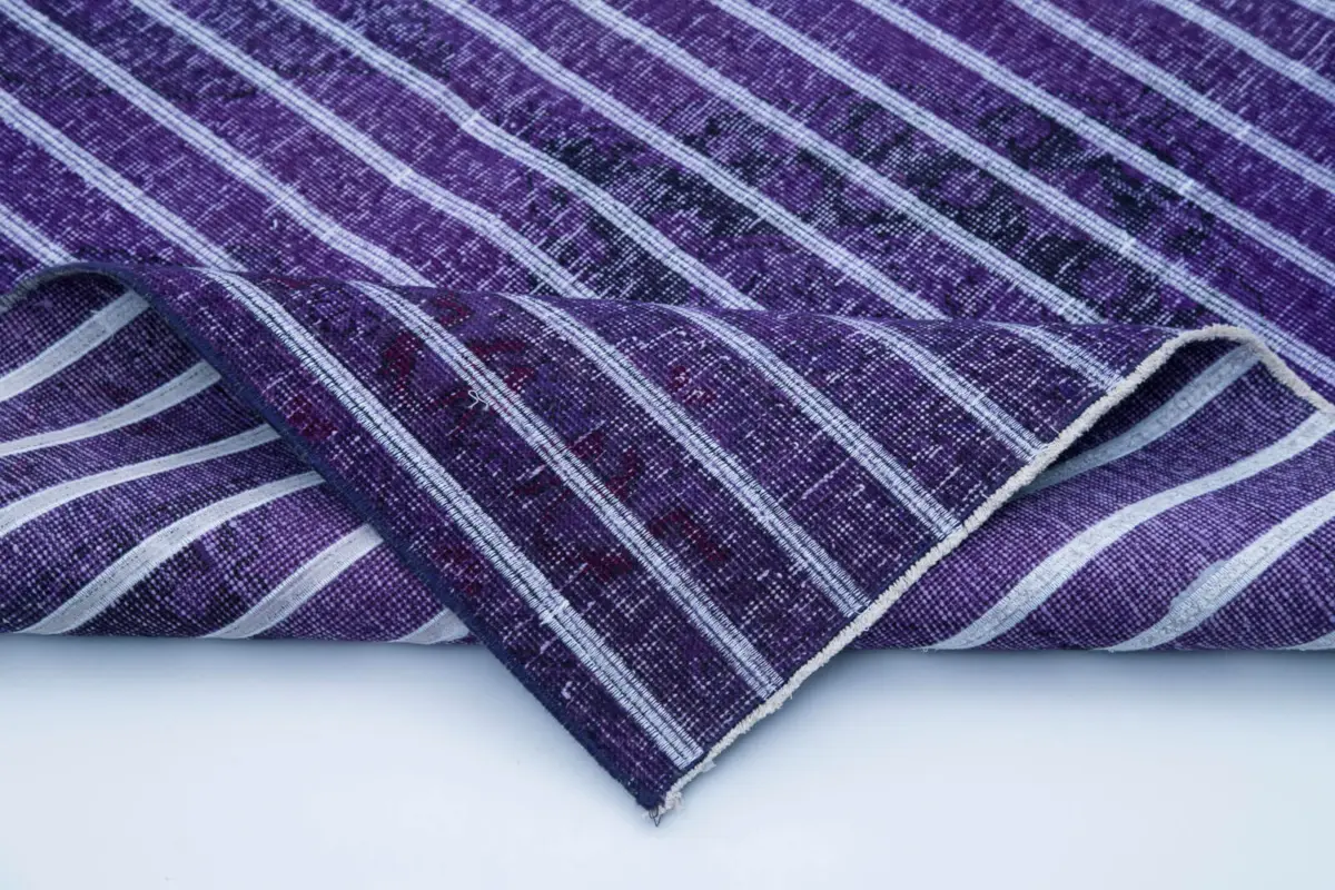 Modern Halı- Mor Pamuk Üzerine Yün El Dokuma Halı-146x372 - Görsel 5