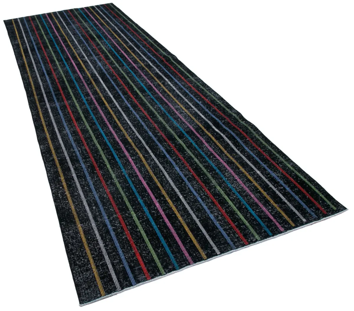 Modern Halı- Siyah Pamuk Üzerine Yün El Dokuma Halı-141x398 - Görsel 2