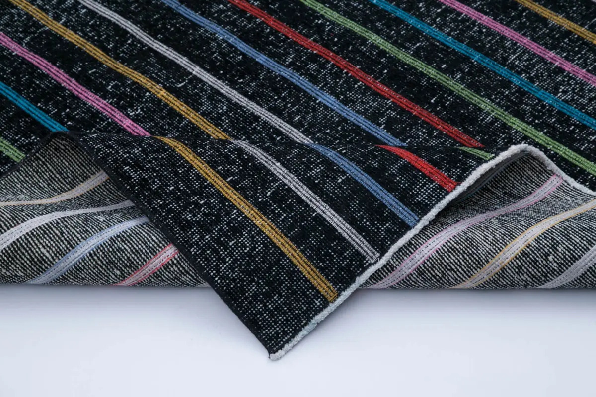 Modern Halı- Siyah Pamuk Üzerine Yün El Dokuma Halı-141x398 - Görsel 5