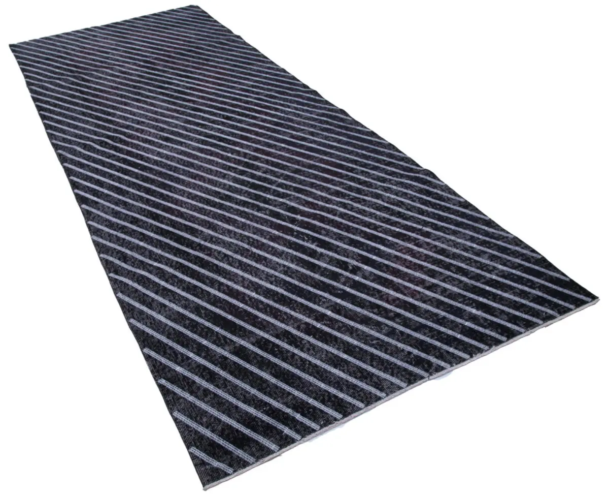 Modern Halı- Siyah Pamuk Üzerine Yün El Dokuma Halı-141x370 - Görsel 2