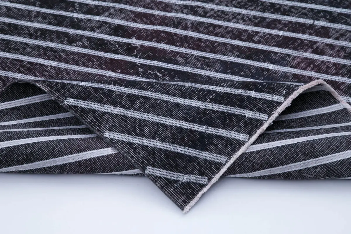 Modern Halı- Siyah Pamuk Üzerine Yün El Dokuma Halı-141x370 - Görsel 5