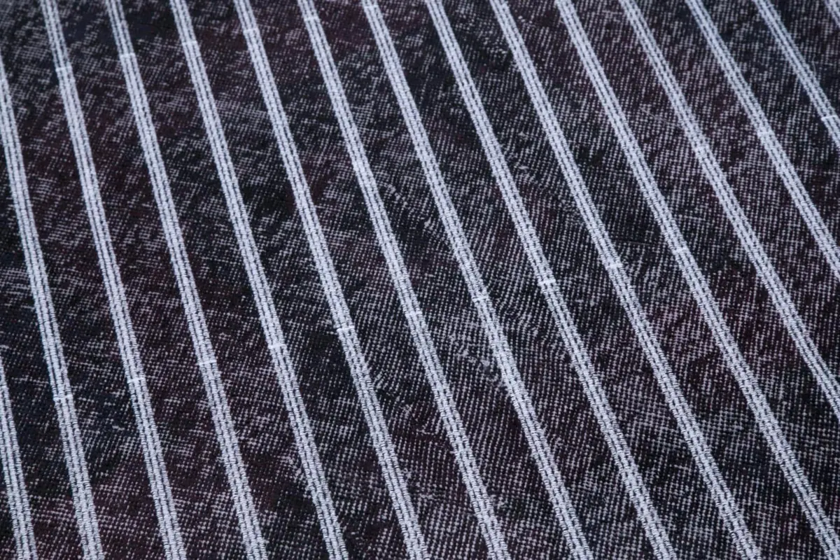 Modern Halı- Siyah Pamuk Üzerine Yün El Dokuma Halı-141x370 - Görsel 6