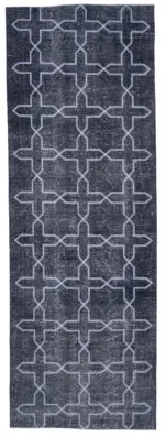 Modern Halı- Gri Pamuk Üzerine Yün El Dokuma Halı-137x398