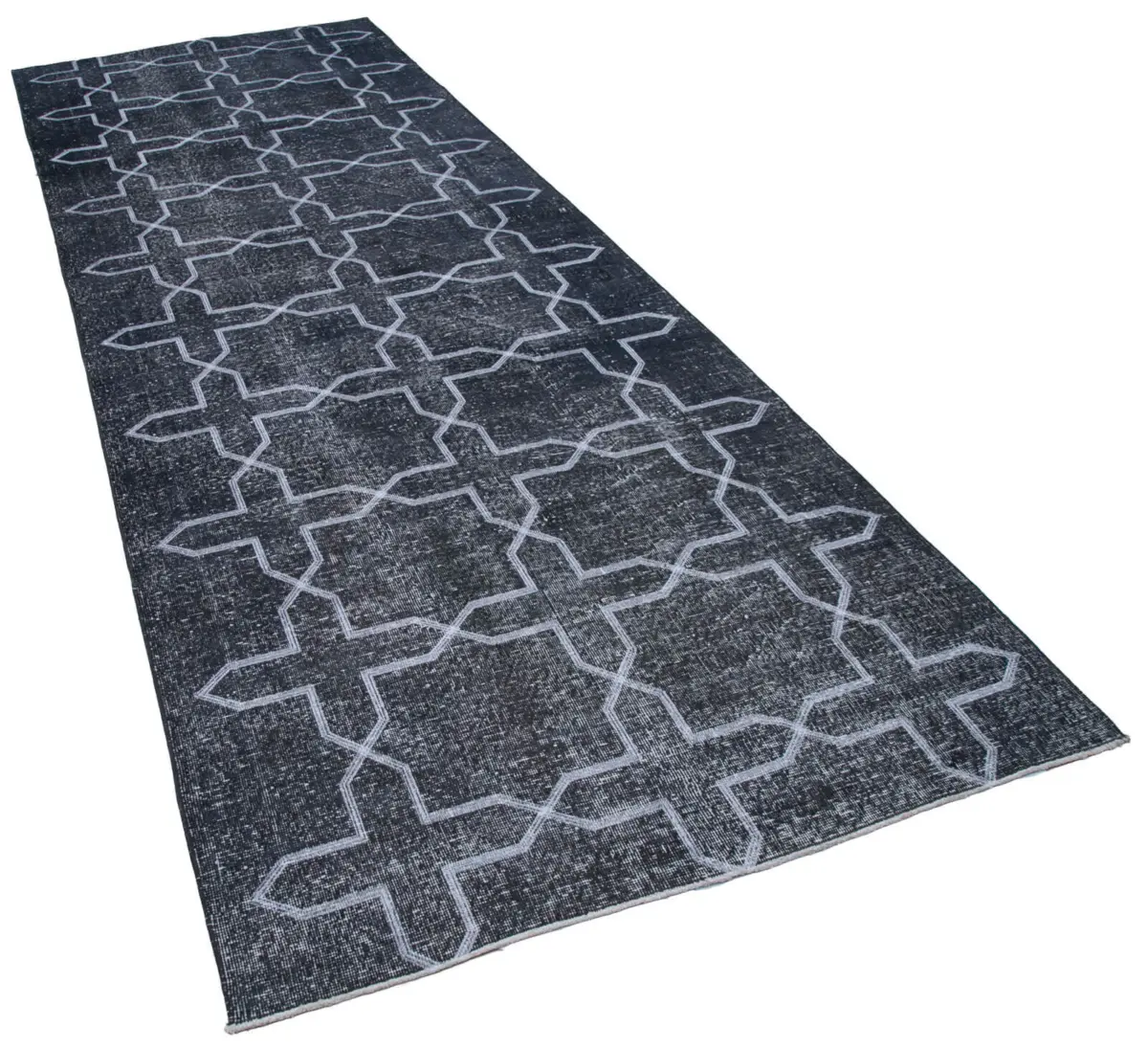 Modern Halı- Gri Pamuk Üzerine Yün El Dokuma Halı-137x398 - Görsel 2