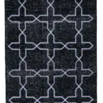 Modern Halı- Siyah Pamuk Üzerine Yün El Dokuma Halı-134x390