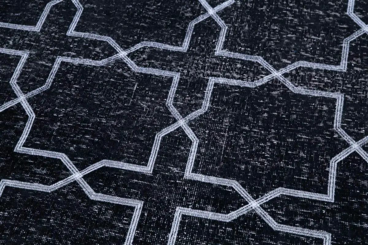 Modern Halı- Siyah Pamuk Üzerine Yün El Dokuma Halı-134x390 - Görsel 6