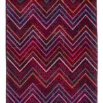 Modern Halı- Kırmızı Pamuk Üzerine Yün El Dokuma Halı-140x377