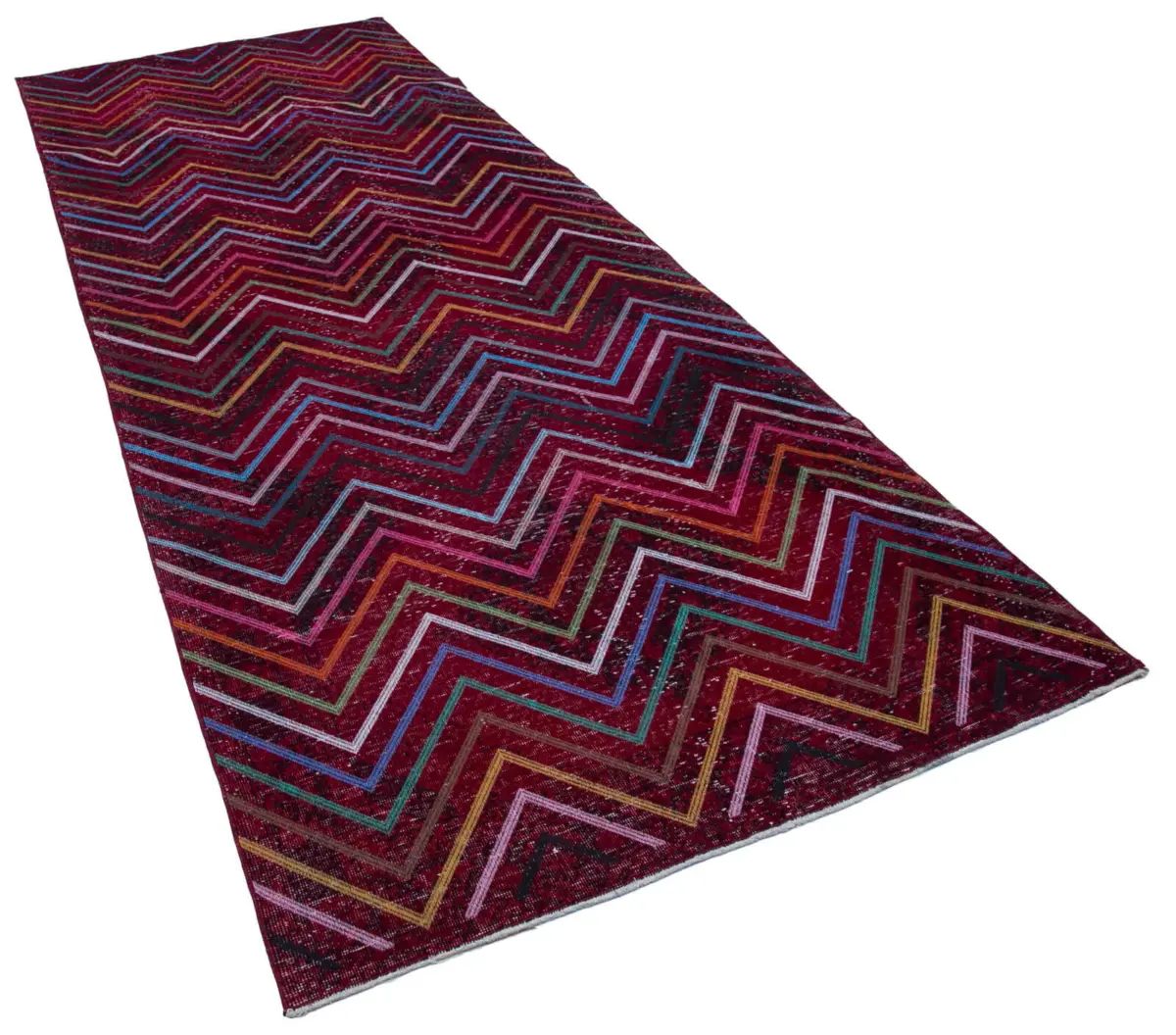 Modern Halı- Kırmızı Pamuk Üzerine Yün El Dokuma Halı-140x377 - Görsel 2