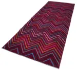 Modern Halı- Kırmızı Pamuk Üzerine Yün El Dokuma Halı-140x377 - Görsel 3