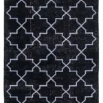 Modern Halı- Siyah Pamuk Üzerine Yün El Dokuma Halı-145x400