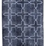 Modern Halı- Siyah Pamuk Üzerine Yün El Dokuma Halı-140x384