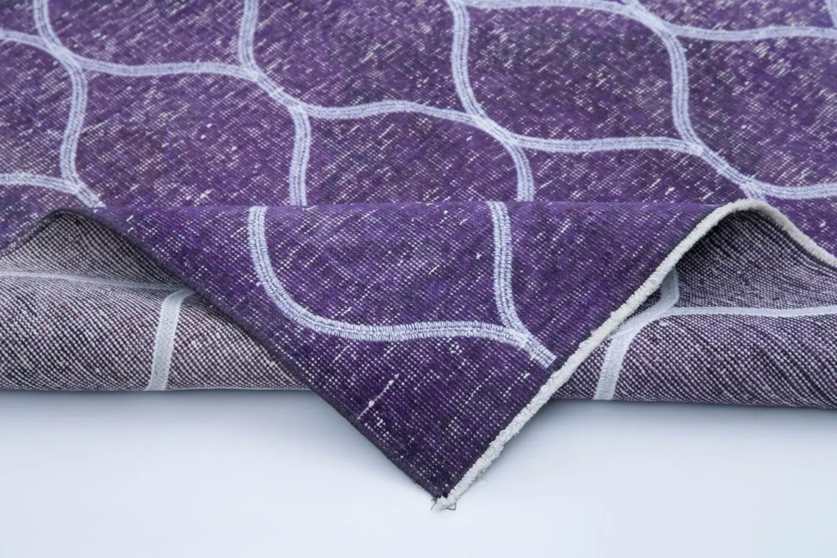 Modern Halı- Mor Pamuk Üzerine Yün El Dokuma Halı-145x379 - Görsel 5