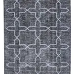 Modern Halı- Gri Pamuk Üzerine Yün El Dokuma Halı-147x387