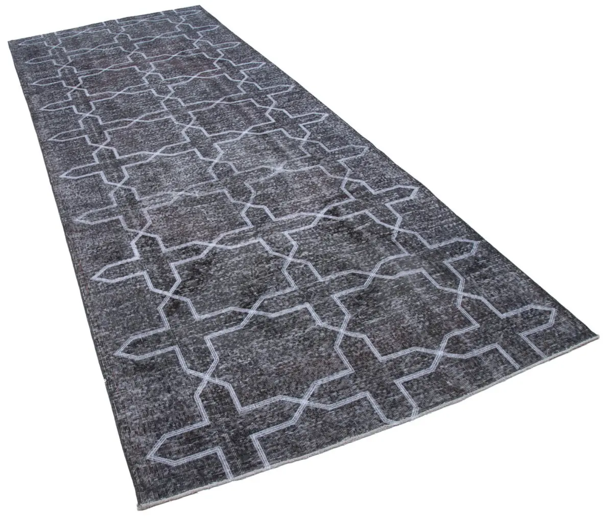 Modern Halı- Gri Pamuk Üzerine Yün El Dokuma Halı-147x387 - Görsel 2