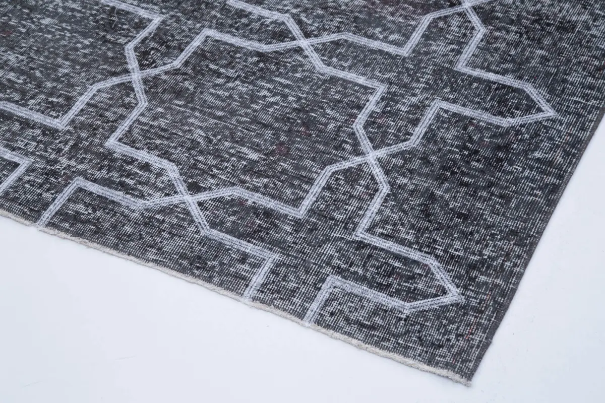 Modern Halı- Gri Pamuk Üzerine Yün El Dokuma Halı-147x387 - Görsel 4