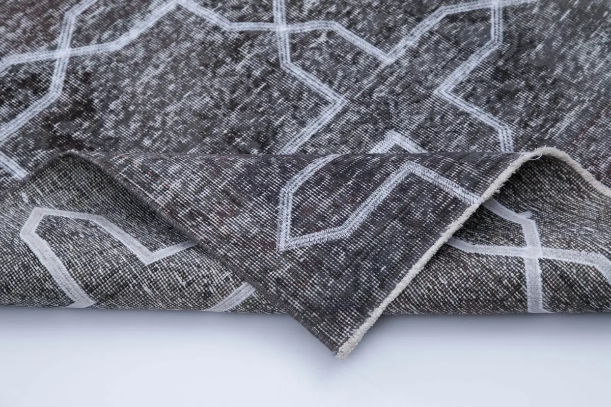 Modern Halı- Gri Pamuk Üzerine Yün El Dokuma Halı-147x387 - Görsel 5