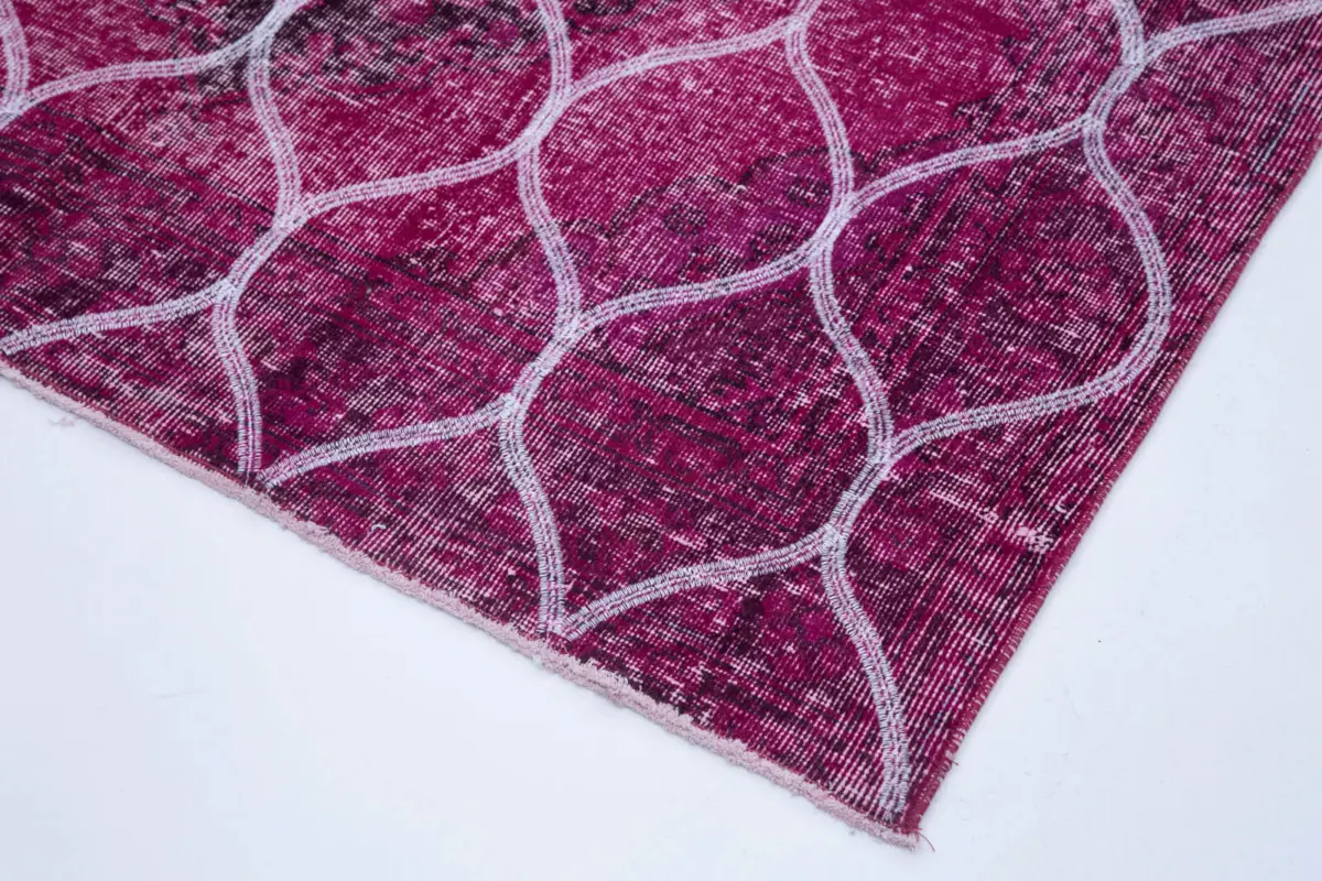 Modern Halı- Pembe Pamuk Üzerine Yün El Dokuma Halı-148x376 - Görsel 4