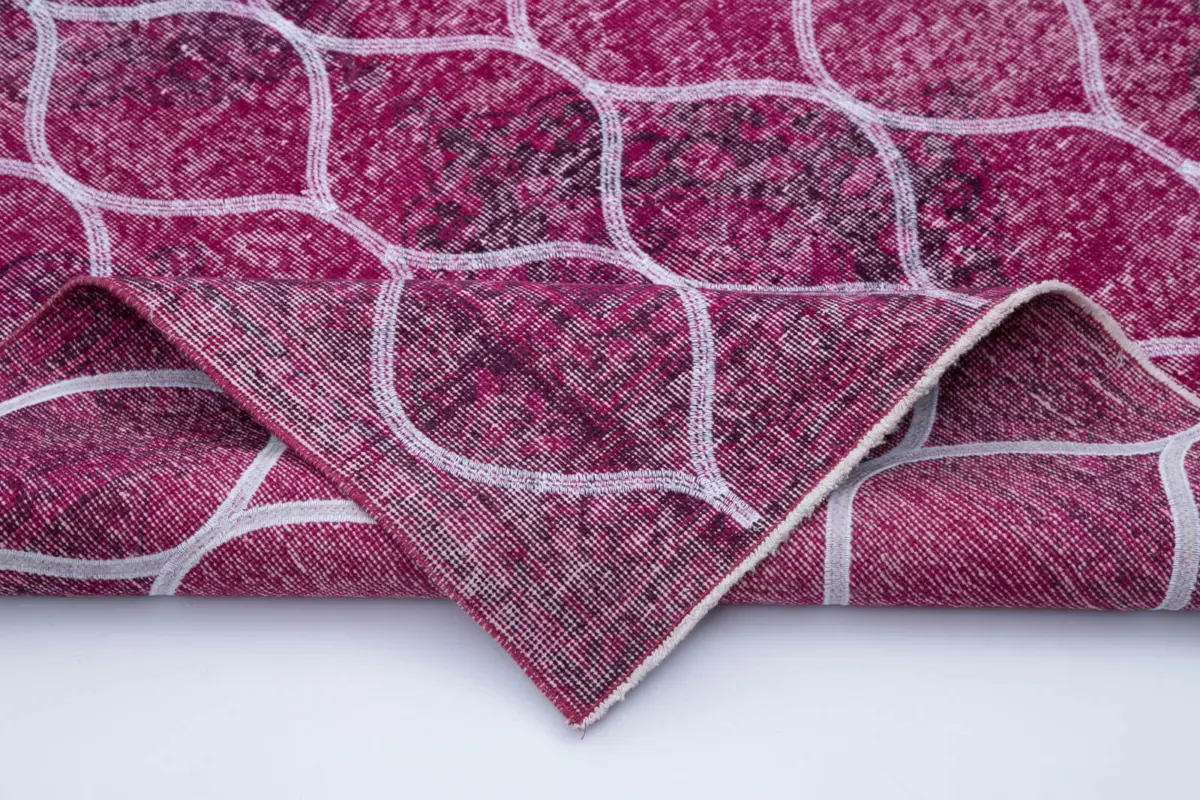 Modern Halı- Pembe Pamuk Üzerine Yün El Dokuma Halı-148x376 - Görsel 5