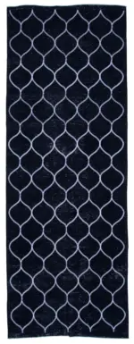 Modern Halı- Siyah Pamuk Üzerine Yün El Dokuma Halı-141x386