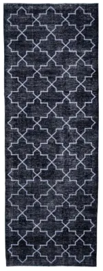 Modern Halı- Siyah Pamuk Üzerine Yün El Dokuma Halı-145x405