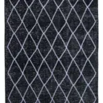 Modern Halı- Siyah Pamuk Üzerine Yün El Dokuma Halı-145x350