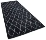 Modern Halı- Siyah Pamuk Üzerine Yün El Dokuma Halı-145x350 - Görsel 2