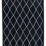 Modern Halı- Siyah Pamuk Üzerine Yün El Dokuma Halı-148x382