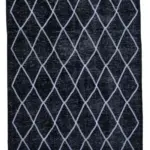 Modern Halı- Siyah Pamuk Üzerine Yün El Dokuma Halı-145x388