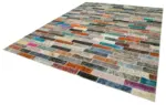 Patchwork Multi Pamuk Üzerine Yün El Dokuma Kilim-303x400 - Görsel 3