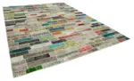 Patchwork Multi Pamuk Üzerine Yün El Dokuma Kilim-303x408 - Görsel 2