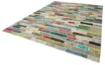 Patchwork Multi Pamuk Üzerine Yün El Dokuma Kilim-303x408 - Görsel 3