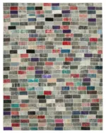 Patchwork Multi Pamuk Üzerine Yün El Dokuma Kilim-308x400