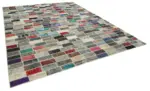 Patchwork Multi Pamuk Üzerine Yün El Dokuma Kilim-308x400 - Görsel 2