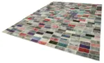 Patchwork Multi Pamuk Üzerine Yün El Dokuma Kilim-308x400 - Görsel 3