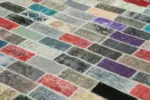 Patchwork Multi Pamuk Üzerine Yün El Dokuma Kilim-308x400 - Görsel 5