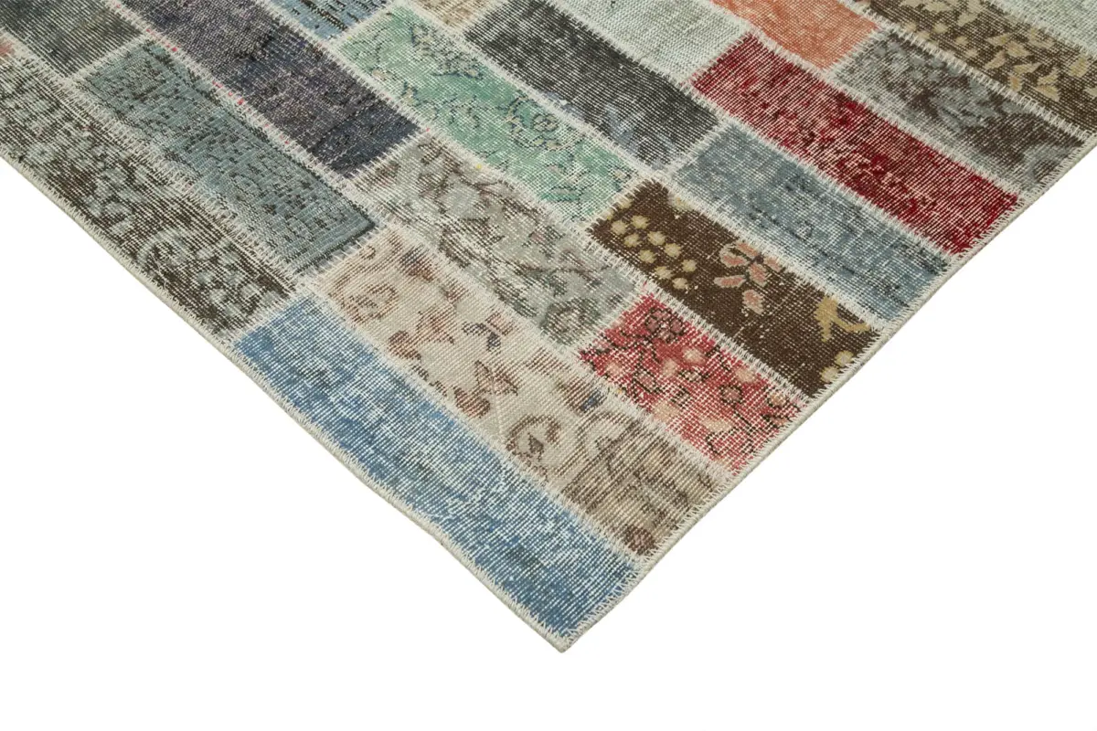 Patchwork Multi Pamuk Üzerine Yün El Dokuma Kilim-300x405 - Görsel 4