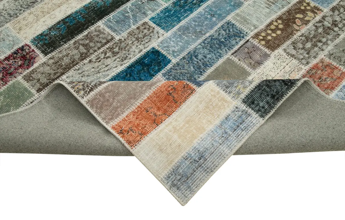 Patchwork Multi Pamuk Üzerine Yün El Dokuma Kilim-300x405 - Görsel 6