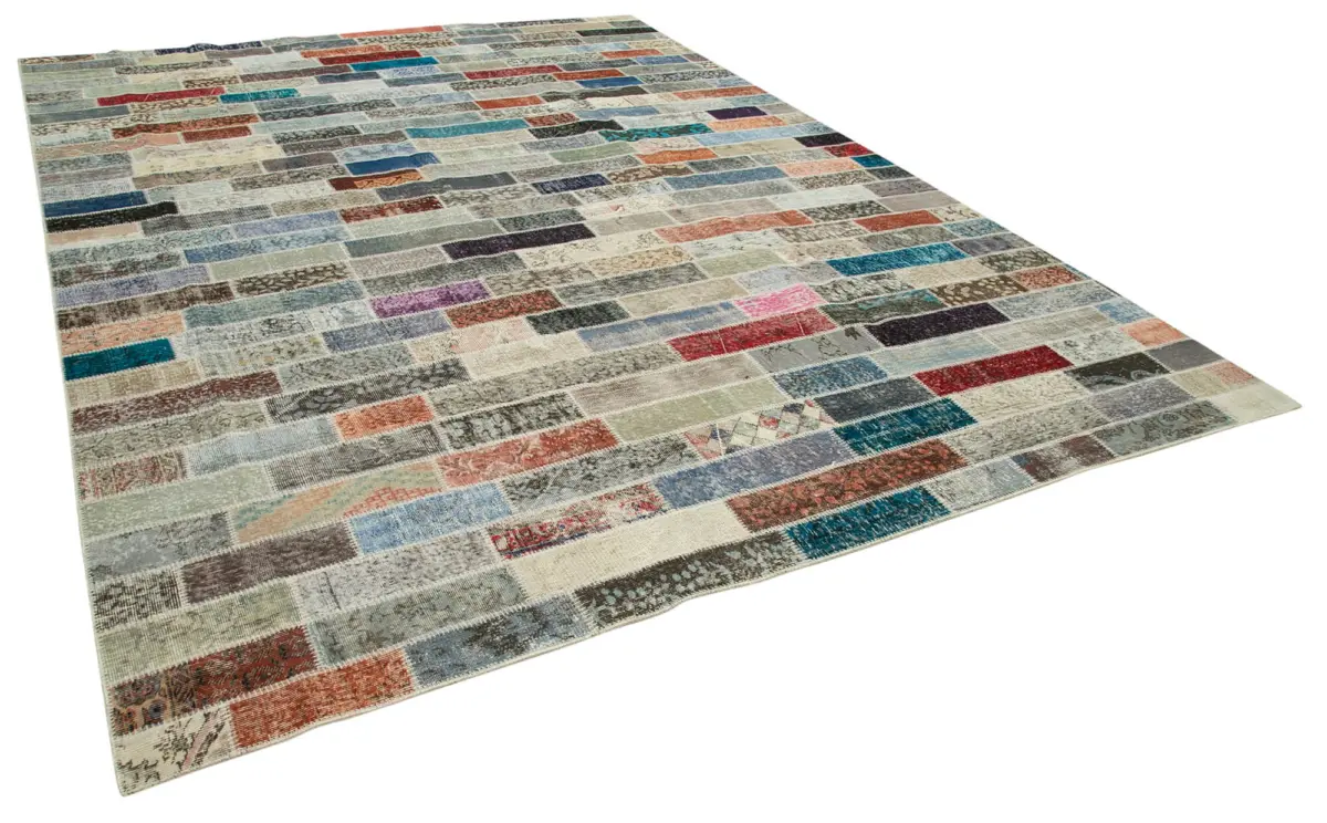 Patchwork Multi Pamuk Üzerine Yün El Dokuma Kilim-300x401 - Görsel 2