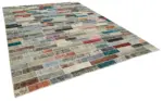 Patchwork Multi Pamuk Üzerine Yün El Dokuma Kilim-300x401 - Görsel 2