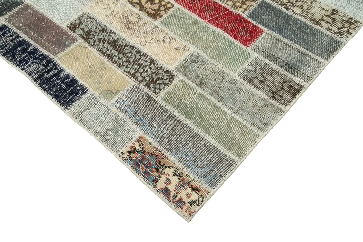 Patchwork Multi Pamuk Üzerine Yün El Dokuma Kilim-300x401 - Görsel 4