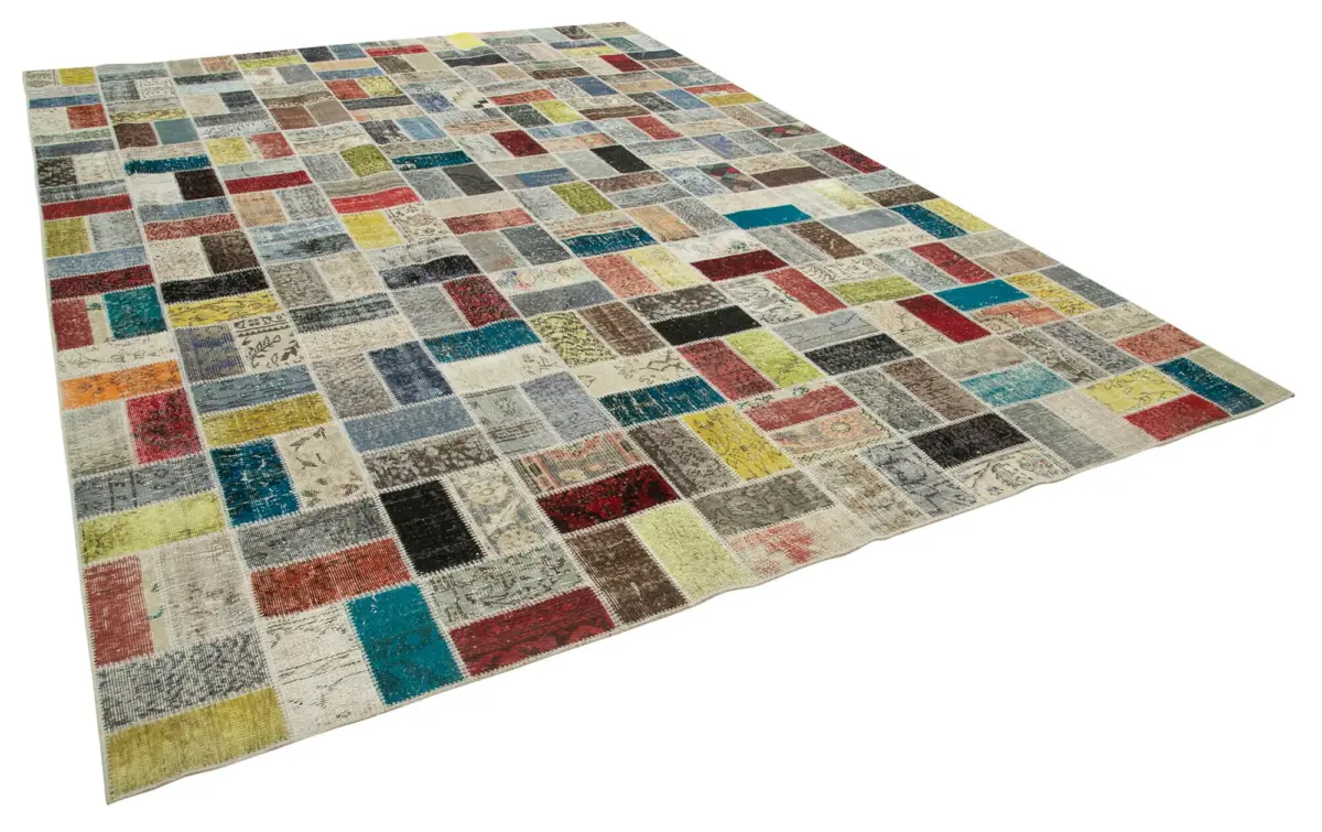 Patchwork Multi Pamuk Üzerine Yün El Dokuma Kilim-293x412 - Görsel 2