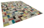 Patchwork Multi Pamuk Üzerine Yün El Dokuma Kilim-293x412 - Görsel 2