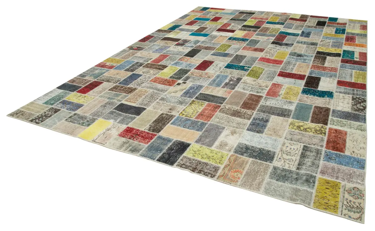 Patchwork Multi Pamuk Üzerine Yün El Dokuma Kilim-293x412 - Görsel 3